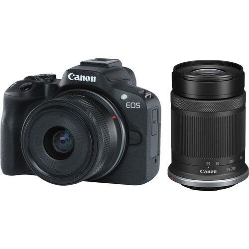 Canon EOS R50 With RF-S 18-45 f/4.5-6.3 Lens & RF-S 55-210 f/5-7.1-6.3 - Black